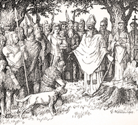 Bonifatius f&auml;llt die Donareiche auf dem H&uuml;lfensberg