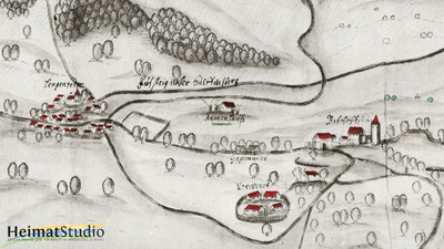 Lengenfeld unterm Stein und Burg (Bischof-)Stein um 1600 Lengenfeld unterm Stein und Burg (Bischof-)Stein um 1600