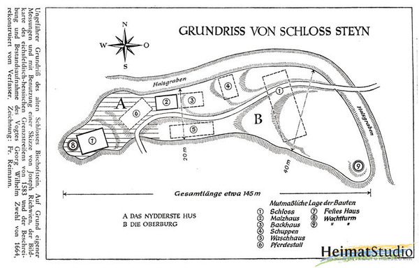 Grundriss-Rekonstruktion der Burg Stein Grundriss-Rekonstruktion der Burg Stein