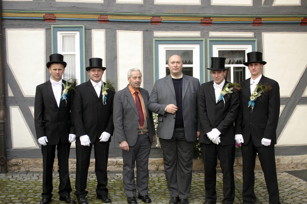 Aufspielen bei Pfarrer Bolle und Bürgermeister Dienemann