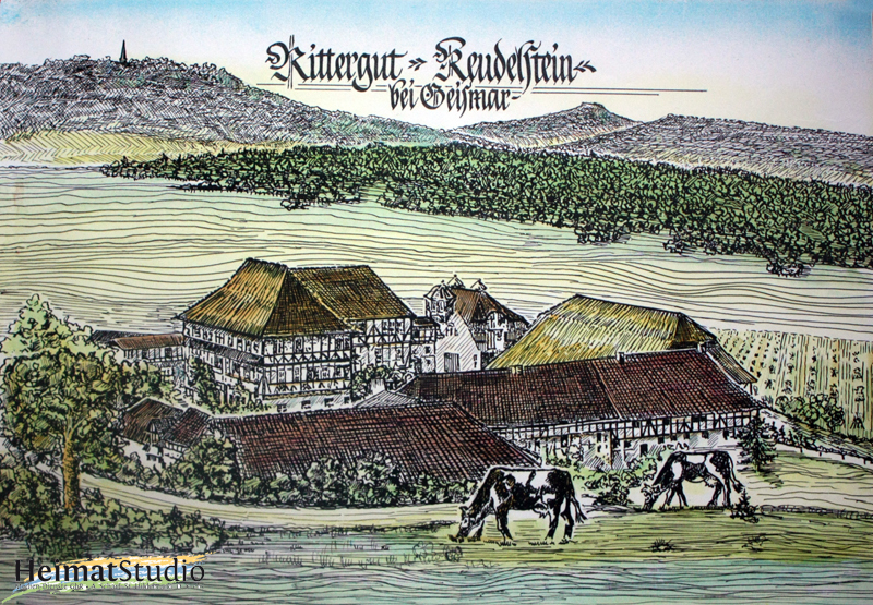 RittergFarbige Zeichnung des Rittergutes Keudelstein