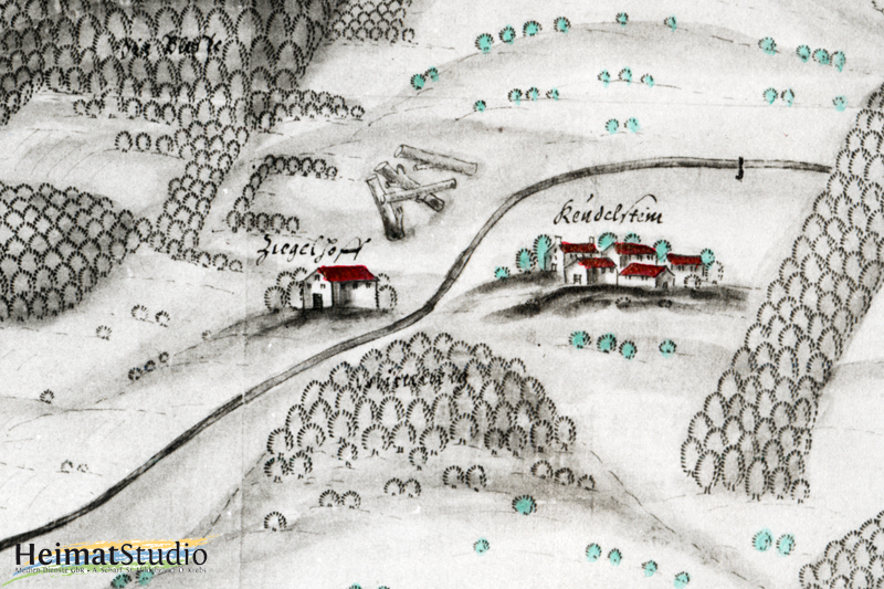 Das Rittergut in einer Kartendarstellung (um 1600)
