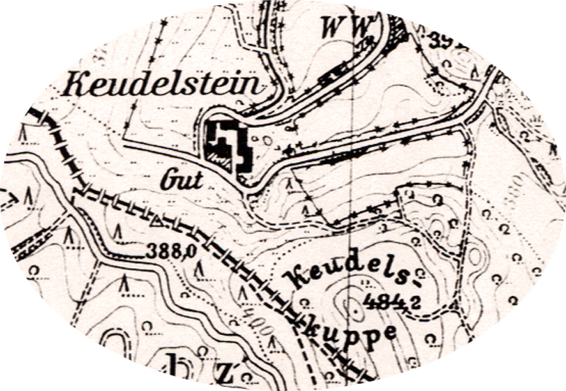 Das Gut Keudelstein  - Kartenansicht (1930er Jahre)